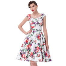 Belle Poque sem mangas padrão floral vestido de algodão inspirado vintage retro 1950s BP000105-8